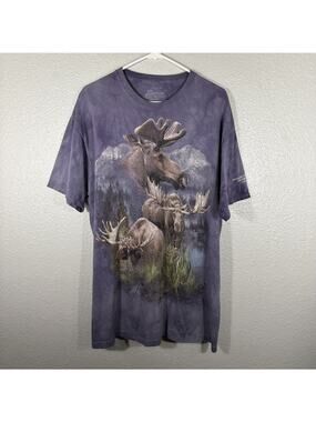 Tie Dye Moose Graphic Printed Colorado The Mountain Shirt Men’s Sz XL Blue